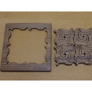 猫の組み積み木 ウォルナット