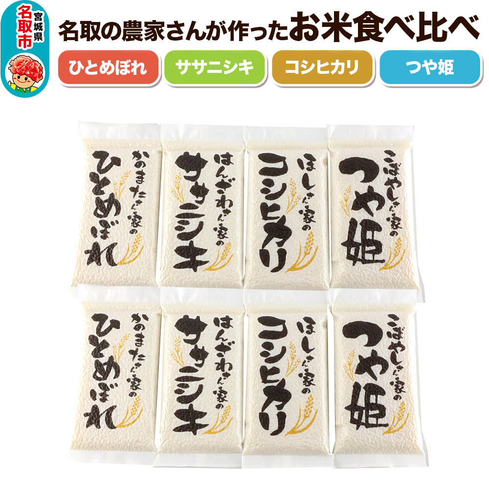 《令和7年産 新米受付》  名取の農家さんが作ったお米食べ比べセット（真空パック16合）