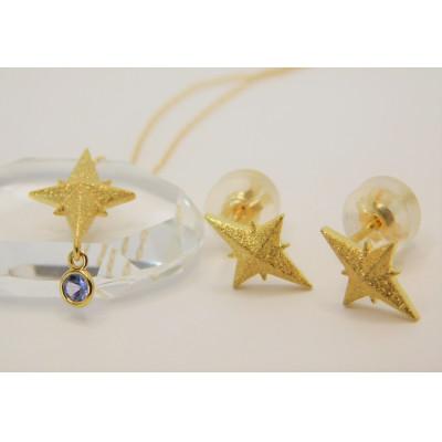 ふるさと納税 山梨県 K18 Kizashiテクスチャー タンザナイトペンダントとピアスセット