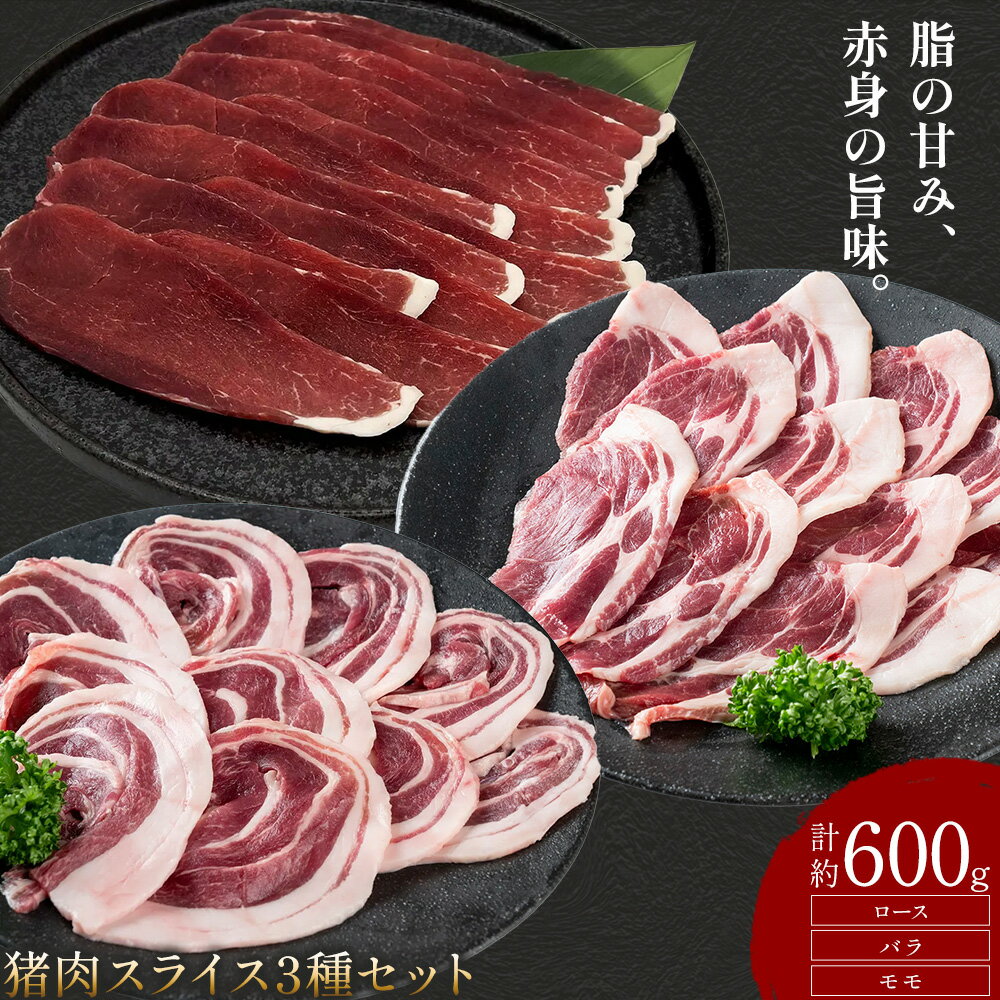 【ふるさと納税】猪肉 スライス 3種セット ロース バラ モモ 計約600g 約200g×各1P ダブルビーゼット株式会社 (さつまのジビエファクトリー) 《30日以内に出荷予定(土日祝除く)》鹿児島 国産 九州産 ジビエ 冷凍 鹿児島県 さつま町 イノシシ 猪