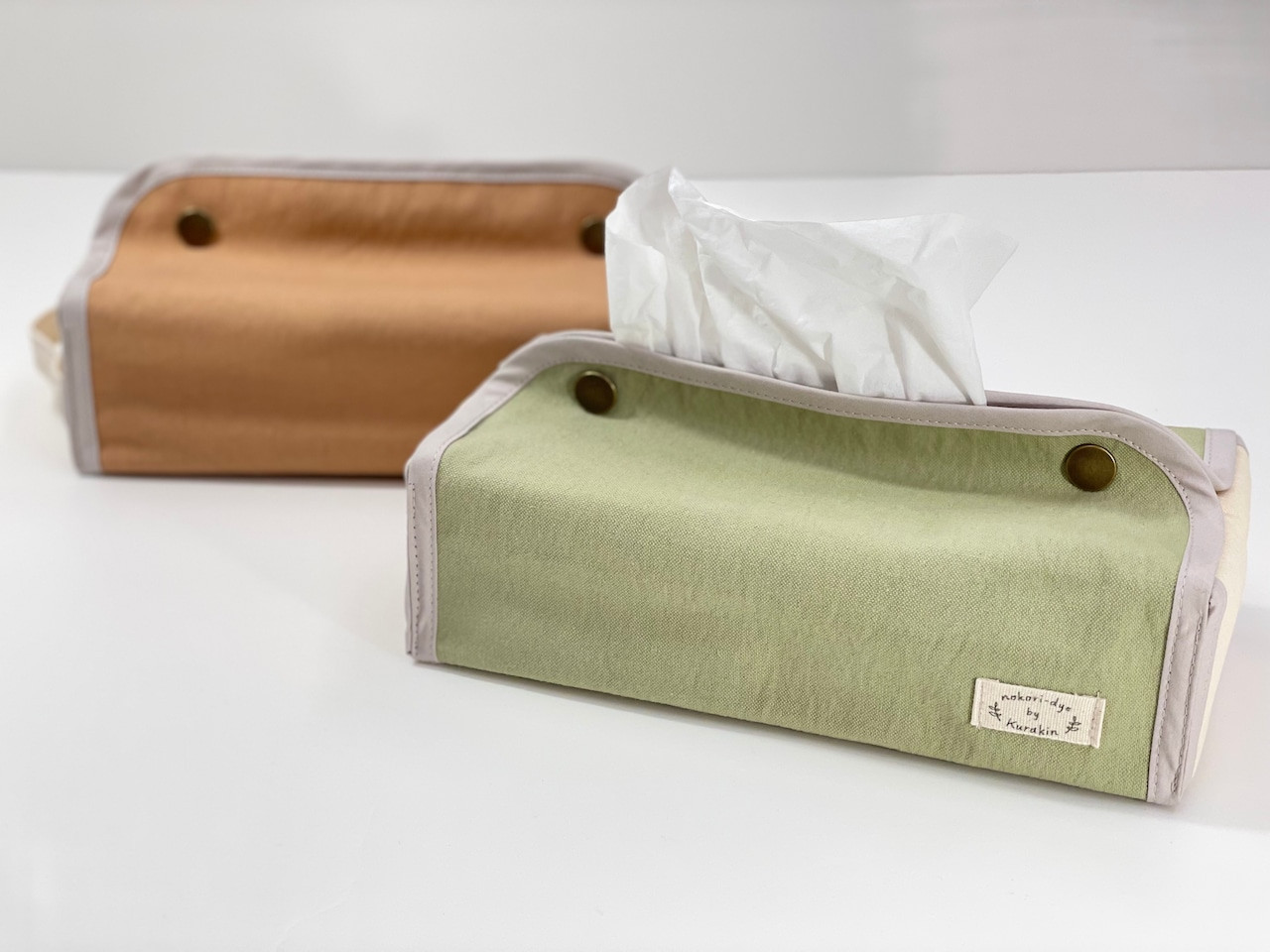 【のこり染】ティッシュボックスカバー　さくら