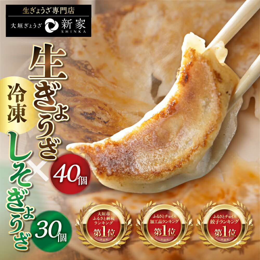 【ふるさと納税】生ぎょうざ専門店「新家」 計70個セット 生餃子 40個 (小分け 20個 2袋) しそ餃子 30個(小分け 15個 2袋）個包装 専門店 ぎょうざ 国産 素材 ギョーザ 冷凍餃子 冷食 冷凍食品 惣菜 おかず 中華 人気 ランキング 1万円 10000円 ゼロックス 岐阜県 大垣市