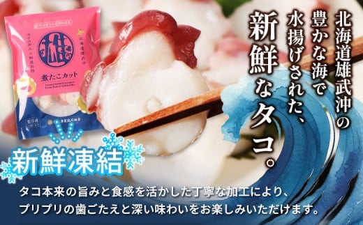 【定期便：2回】【北海道雄武町産】煮たこカット200g×3パック