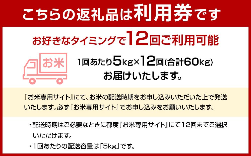 【特A評価獲得！長崎県産にこまるをお届け】ふるさと納税 らくらくお米便 60kgコース＜12回分回数券＞