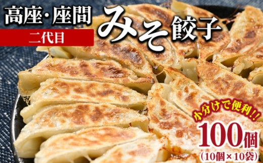 高座・座間みそ餃子（二代目）100個（10個×10袋）｜ ぎょうざ ギョウザ 味噌 おつまみ おかず 惣菜 簡単調理 中華 グルメ お取り寄せ 冷凍 小分け
