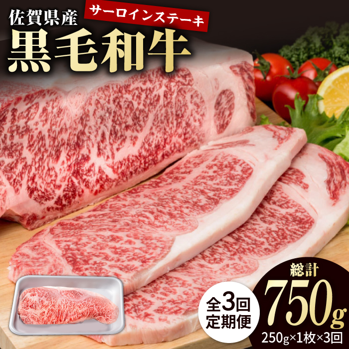 【3回定期便】佐賀県産 黒毛和牛 贅沢 サーロインステーキ 250g×1枚【株式会社いろは精肉店】/黒毛和牛 和牛 牛肉 肉 お肉 贅沢 高級 ステーキ ロース [IAG084]