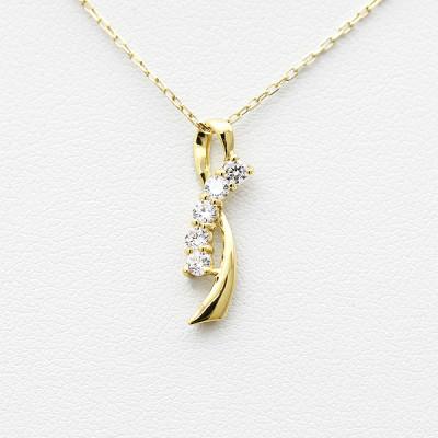 ふるさと納税 韮崎市 ネックレス K18YG イエローゴールド ダイヤモンド 0.2ct リボン 【f132-k18yg】 |  | 02