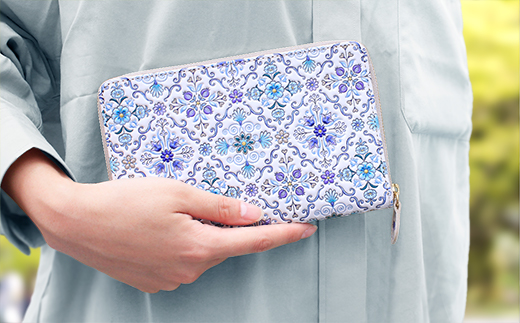 【浅草文庫】お薬手帳ポーチ〈オリエント柄〉(カラー：江戸紫) 江戸紫