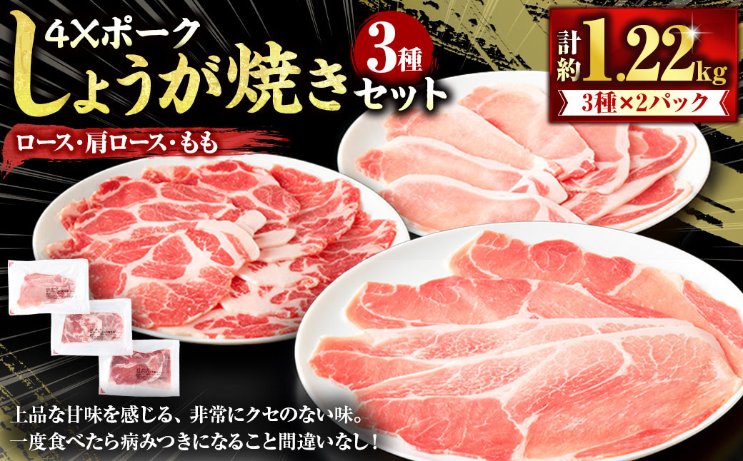 4Xポーク しょうが焼きセット （計約1.22kg） ポーク 豚肉 肉 生姜焼き しょうが焼き （850）