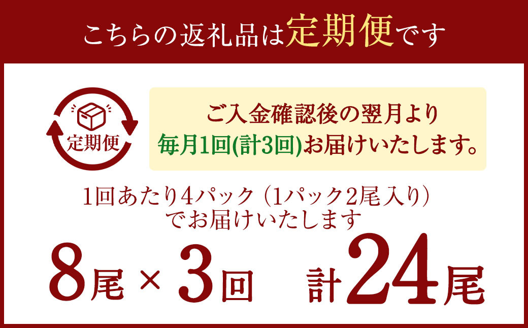 【3ヶ月定期便】サンマ開き2尾入り 4パックセット ×3回 合計24枚