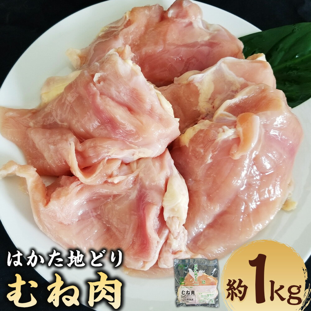【ふるさと納税】はかた地どり むね肉 約1kg 鶏肉 ムネ肉 胸肉 お肉 博多地鶏 イノシン酸 冷凍 福岡県産 国産 九州 福岡県 うきは市 送料無料