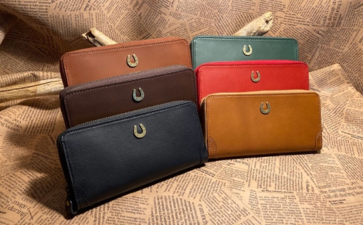 蹄鉄付きラウンドファスナーロングウォレット(キャメル)　栗東市 / 株式会社ブルズエフ [BIAU561]