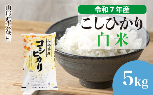 
                  ＜令和7年産＞ こしひかり 【白米】 5kg （5kg×1袋）＜数量限定・配送時期選べます＞　山形県 大蔵村
                
