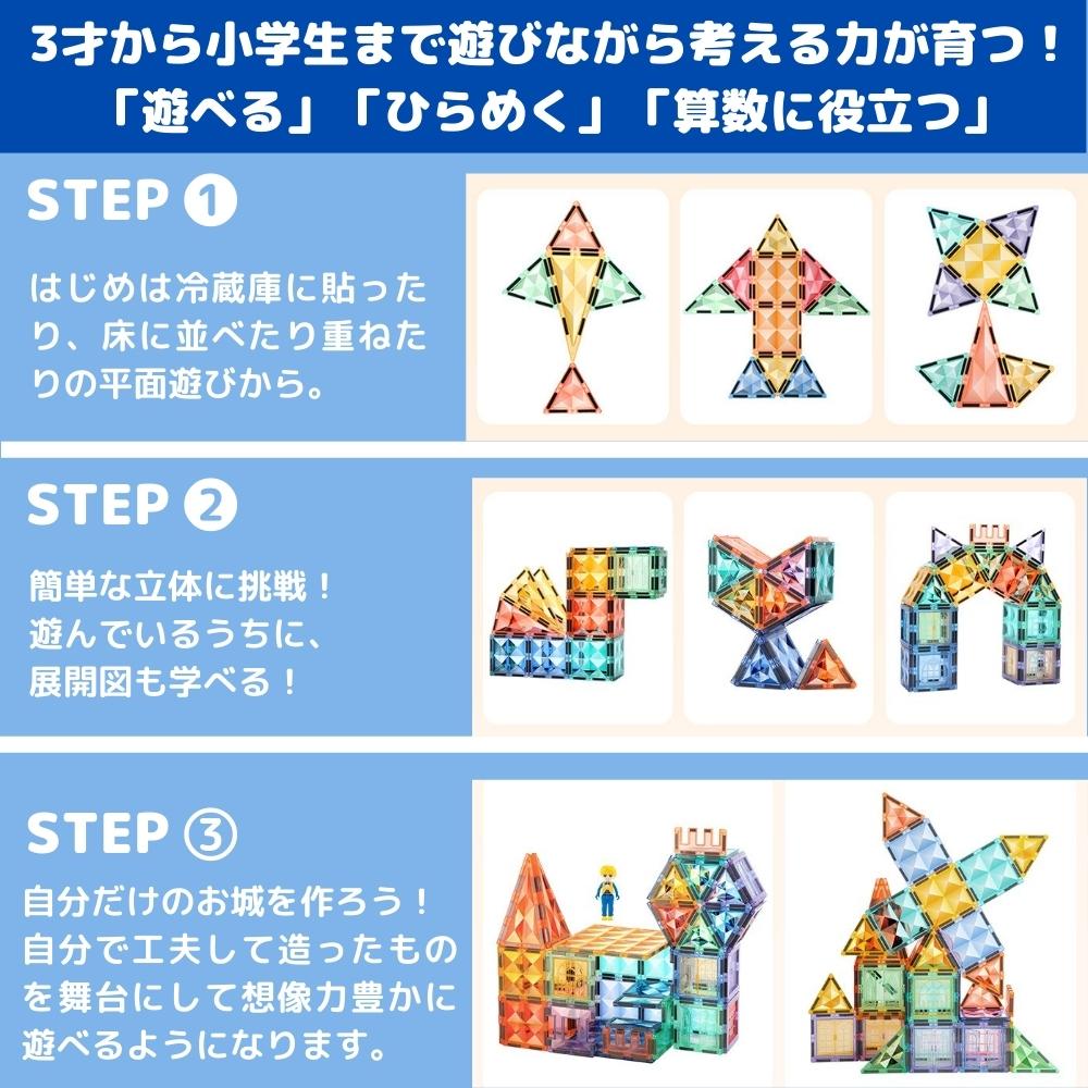 kebo 知育玩具 おもちゃ 磁石ブロック ビー玉転がし 138pcs | 積み木 ボールコースター 立体パズル お誕生日 クリスマス プレゼント マグネットブロック リニューアル新登場 観覧車 スロープセット 星芒/パステルカラー