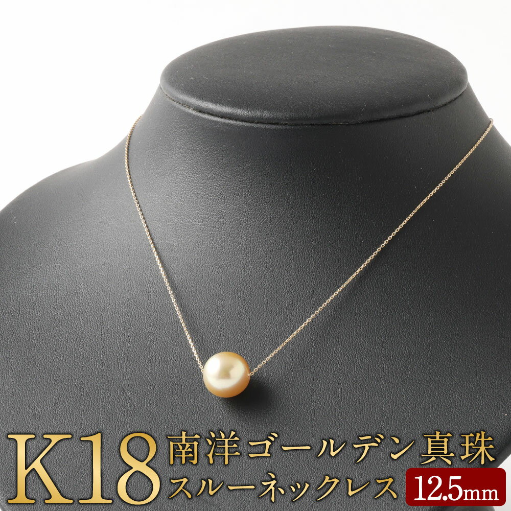 【ふるさと納税】K18 南洋 ゴールデン 真珠 スルー ネックレス 12.5mm アジャスター付き 国産 日本産 スルーネックレス パール 冠婚葬祭 フォーマル 入学式 卒業式 成人式 母の日 ギフト ジュエリー アクセサリー レディース 送料無料