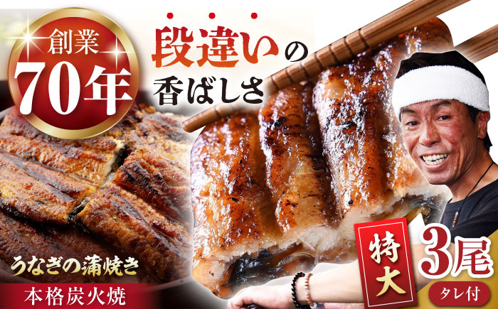 極上特大 うなぎ セット (3尾 タレ付き)  / うなぎ 鰻 ウナギ 炭火 炭火焼き 蒲焼 蒲焼き【森うなぎ屋】 [NAK006]