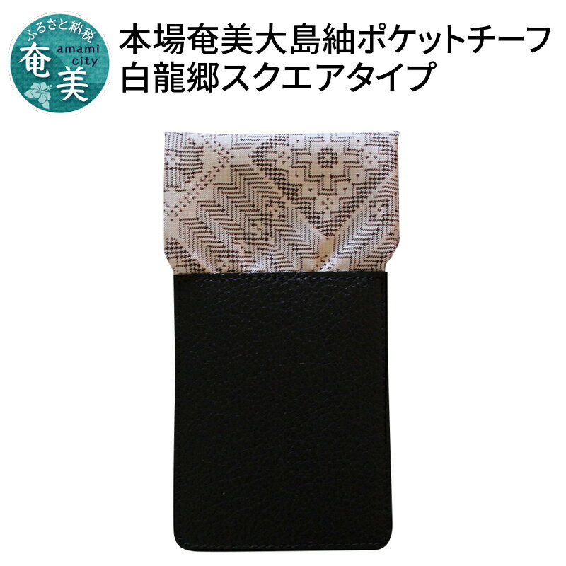 【ふるさと納税】 スーツ 小物 高級感 本場奄美大島紬 ポケットチーフ 白 龍郷柄 スクエアタイプ 挿すだけ