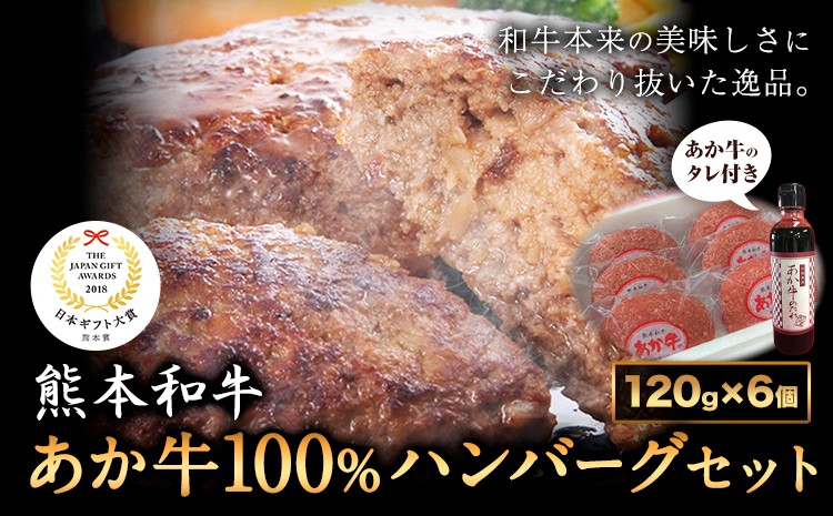 
                  あか牛100％ハンバーグセット(あか牛ハンバーグ約120g×6個、あか牛のたれ200ml付き)	《30日以内に出荷予定(土日祝除く)》
                