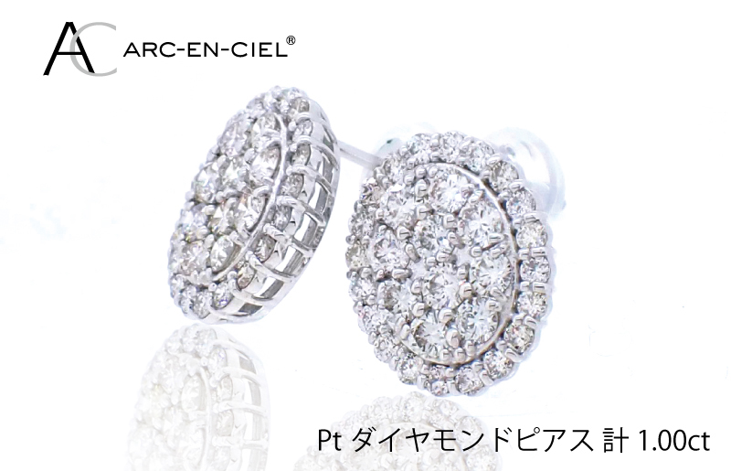 J022-2 ARC-EN-CIEL PTダイヤピアス（計 1.0ct）