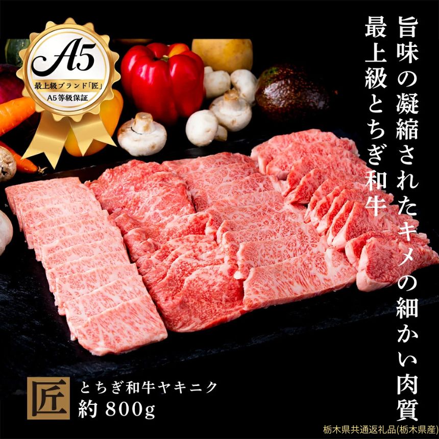 【ふるさと納税】とちぎ和牛 A5 焼き肉用 約 800g｜ 国産 和牛 牛 肉 生産者 認定 銘柄 A5 旨味 うまみ きめ細かい 品質 柔らかく 芸術品 特産品 栃木県 真岡市 送料無料 栃木県共通返礼品(栃木県産)