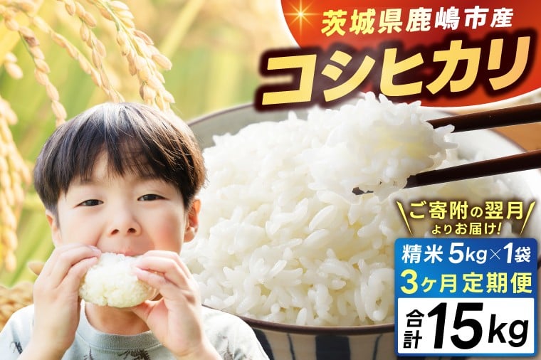 
            【3ヶ月定期便】★新米 令和7年★ 米 精米 白米 5kg (総計 15kg)「こしひかり」先行予約 鹿嶋市産【令和7年産 コシヒカリ お米 コメ ごはん ライス ブランド米 茨城県 鹿嶋市】(KEJ-4)
          