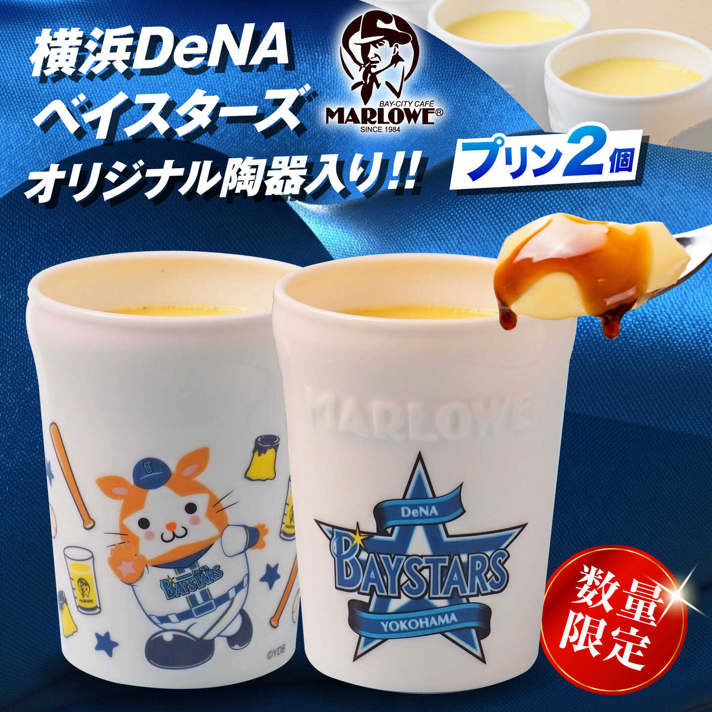 【ふるさと納税】【数量限定700セット】横浜DeNAベイスターズ陶器入りカスタードプリン（180g）×2個セット【マーロウ】[AKAF153] AKIF