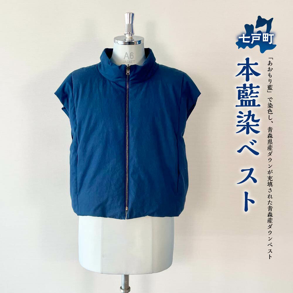 【ふるさと納税】本藍染ベスト 【送料無料 青森県 七戸町 羽織 アパレル 服 洋服 上着 羽織 モッズコート ベスト 秋 冬 春 ユニセックス 男性 女性 シンプル 普段着】　【02402-0423】