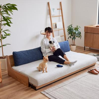 ふるさと納税 大川市 アンザ 幅200cm ごろ寝ソファ ソファベッド VNA×アイボリー【モーブル】【大川家具】