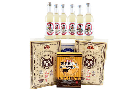 りんごサイダー6本とたぬ中・キーマカレーのセット 炭酸飲料 カレー キーマカレー レトルト 中華麺