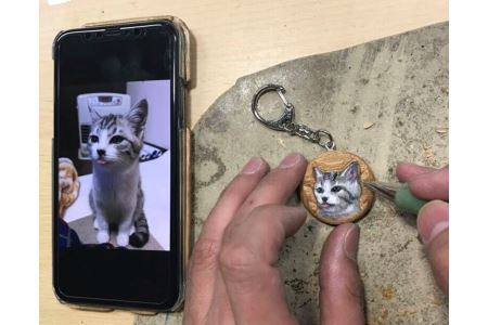  世界で一つ「ペットのオリジナルキーホルダー」ペット ぺっと オリジナル ホルダー 世界で一つ 犬 猫 ウサギ 鳥爬虫類 佐賀県産 楠 くすのき 彫刻 防虫効果  オーダーメイド 佐賀県 鹿島市 かし