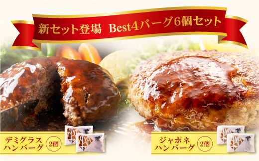 【シリーズ累計300万個突破！】 Best4ハンバーグ お試しセット 150g×6個セットハンバーグ 牛肉 豚肉 洋食 ハンバーグ はんばーぐ 大容量 冷凍 人気 ハンバーグ 4種類 手軽 冷凍 90