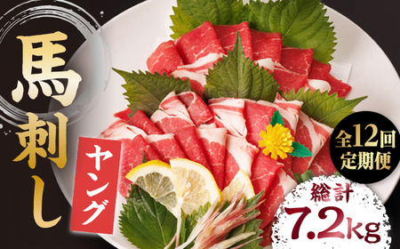 【12回定期便】ヤング馬刺し 計600g（6pc）＋タレ大【馬刺しの郷 民守】 馬肉 熊本県 特産品 馬刺し [ZBL103]