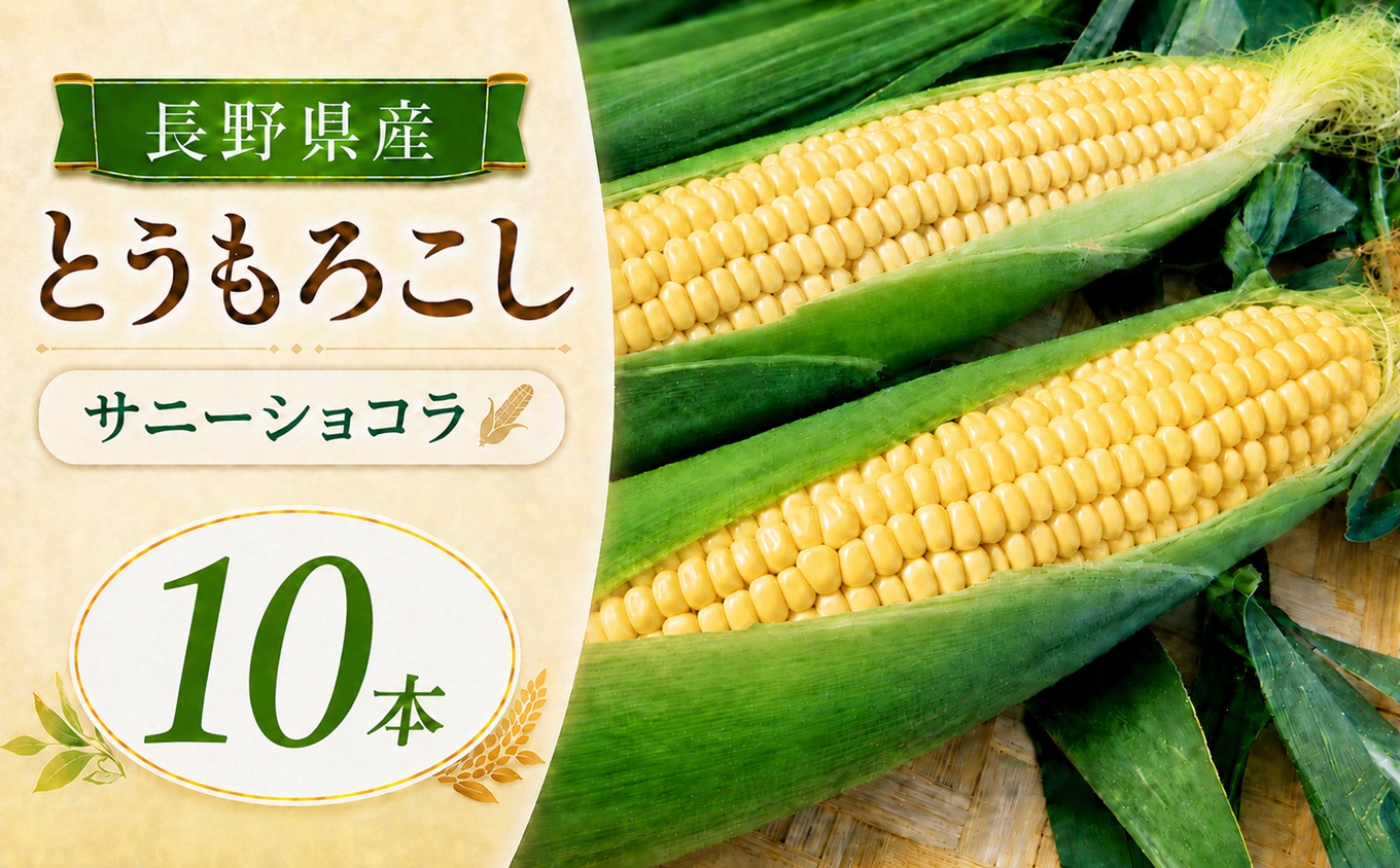 とうもろこし サニーショコラ 10本 | 農家直送 トウモロコシ 甘い 野菜 ジューシー みずみずしい 生食 茹で 焼き 栄養 おやつ 長野県 南信州 飯田市