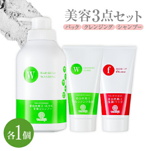 【ふるさと納税】美容 備前産 粘土 ワーキーズ 美容 3点 セット 洗顔パック クレンジング洗顔 全身シャンプー 各1個 株式会社 天満屋《30日以内に出荷予定(土日祝除く》岡山県 備前市 備前産粘土 カオリン 送料無料