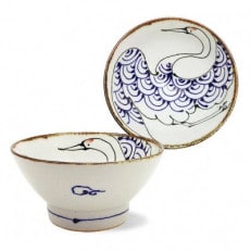 【波佐見焼】手描きのクラワンカ茶碗　鶴　1 18195