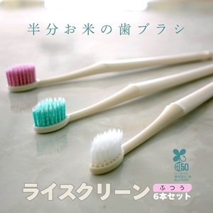 歯ブラシ お米歯ブラシ ライスクリーン ふつう 6本 【3色×2本】お米でできた歯ブラシ オーラルケア ハブラシ 山陽物産｜B439