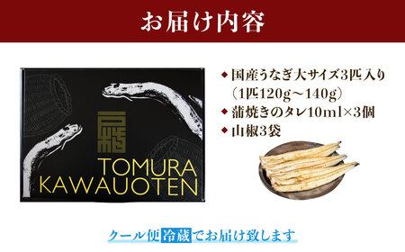 戸村川魚店の国産うなぎ 白焼き特大サイズ 3尾 セット /  うなぎ 国産うなぎ 鰻 国産鰻 ウナギ 国産ウナギ 白焼 白焼き 戸村川魚店 TMR003