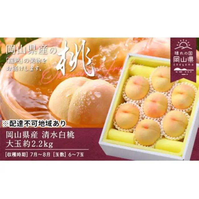 2027年 先行予約 清水 白桃 大玉  約2.2kg 6～7玉（クール便）岡山県産 白桃