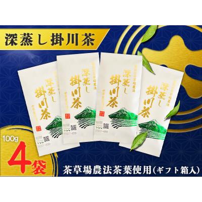 ふるさと納税 掛川市 茶草場農法100%深蒸し掛川茶W　100g×4袋(ギフト箱入)