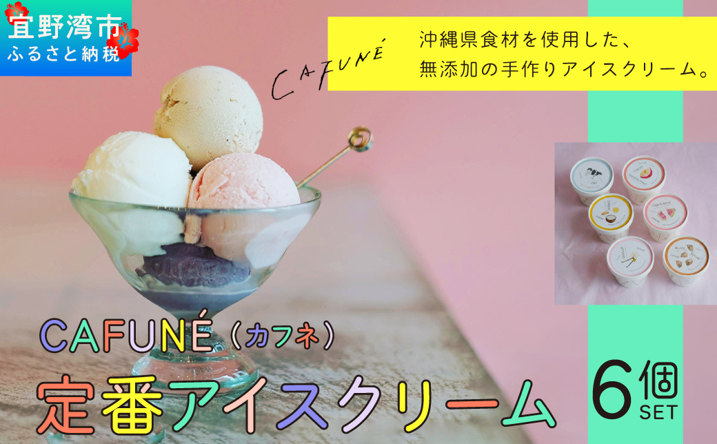 添加剤不使用 CAFUNÉ アイスクリーム 6個セット | 沖縄の食材 国産 厳選素材 手づくり アイス クラフトアイスクリーム | デザート アレンジ 贈り物 ギフト | 沖縄県 宜野湾市 送料無料