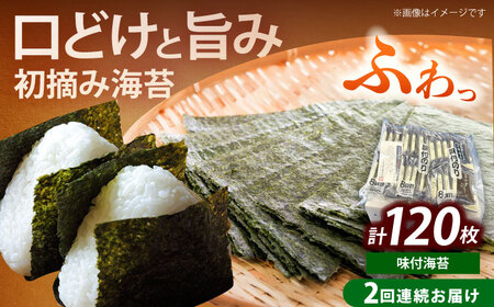 【全2回定期便】初摘み限定 福岡有明のり 味付海苔 6切5枚×24P海苔 のり ノリ おかず ごはん [ABEI054]