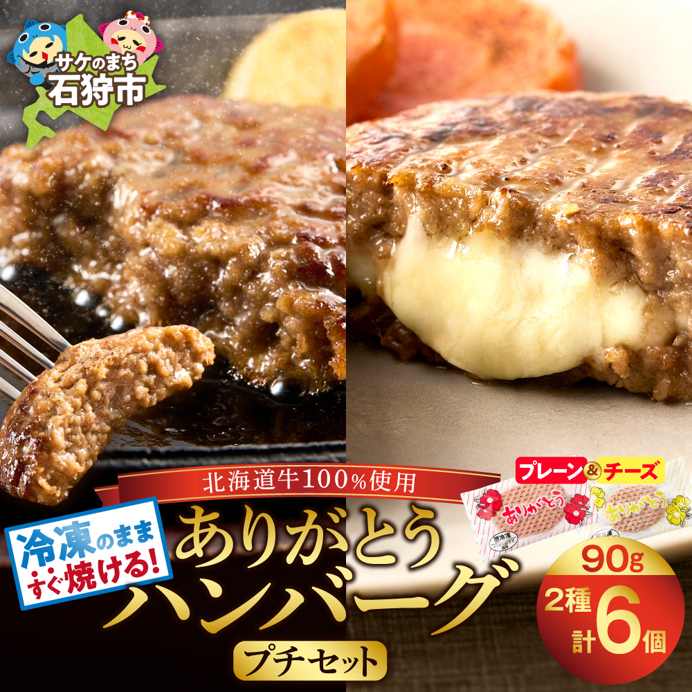北海道産ありがとうハンバーグプチセット（ありがとうハンバーグ90g×4・チーズ90ｇ×2）_is002-046-000