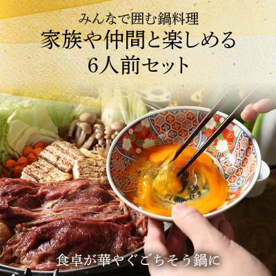 ふるさと納税 飯島町 桜鍋セット6人前!ヘルシー馬肉ですき焼き★若丸特製濃縮割り下付き!お肉は200g×3パックで便利!