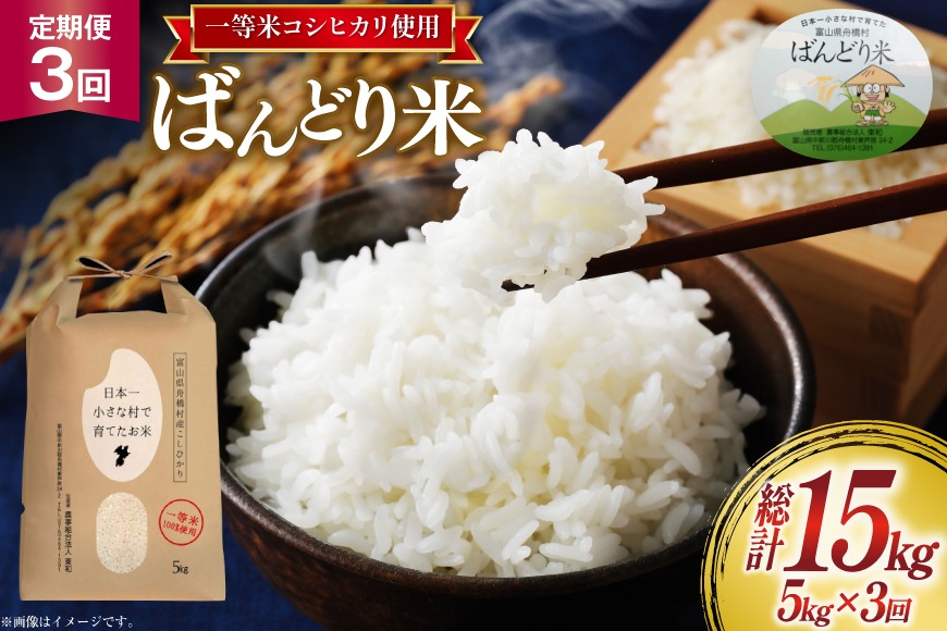 米 新米 令和8年 ばんどり米 コシヒカリ 精米 5kg 3回 定期便 総計15kg  [農事組合法人東和 富山県 舟橋村 57050214] 一等米 コメ お米 白米 ごはん ご飯 こしひかり 5キロ ブランド米 美味しい 富山 農家 ふるさと納税