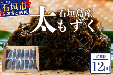 【石垣島産もずく定期便12回】毎月80g×14パックを計12回お届けします【 沖縄県 石垣市 養殖 水雲 海藻 もずく フコイダン 塩もずく 太もずく 沖縄もずく 定期便 定期配送 】SI-105