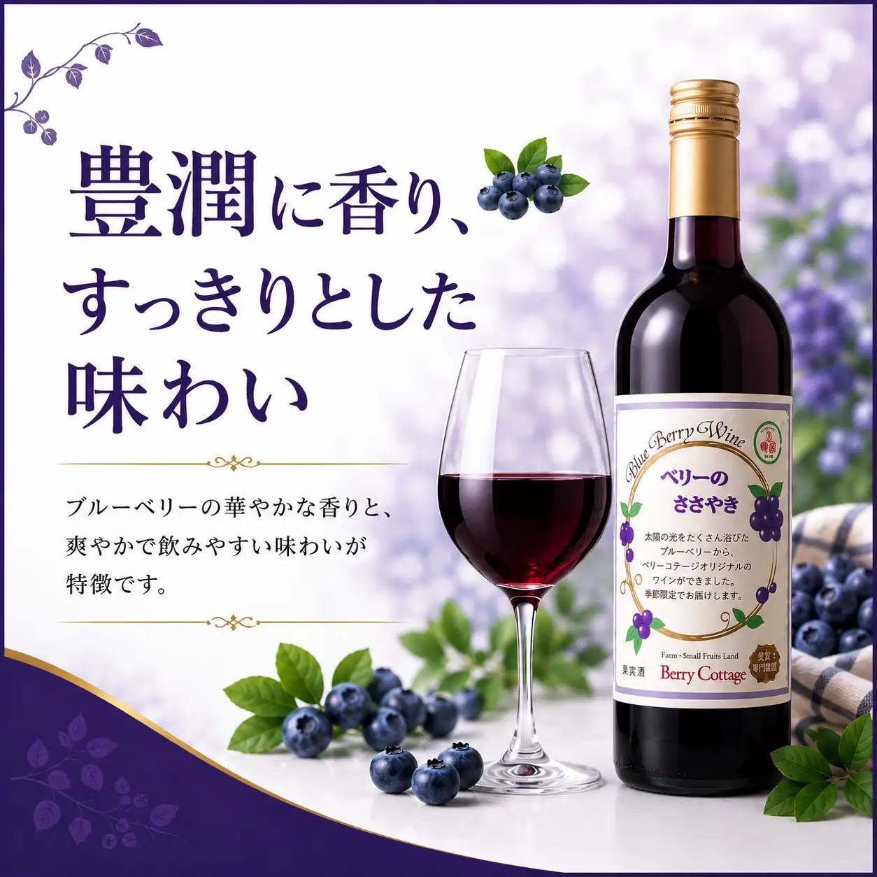 ワイン ブルーベリーワイン 「ベリーのささやき」 2019年産 ビンテージ品 | 期間限定 ワイン 日本ワイン 果実酒 フルーツワイン アルコール 飲み比べ 洋食 食中酒 晩酌 家飲み お取り寄せ ギ