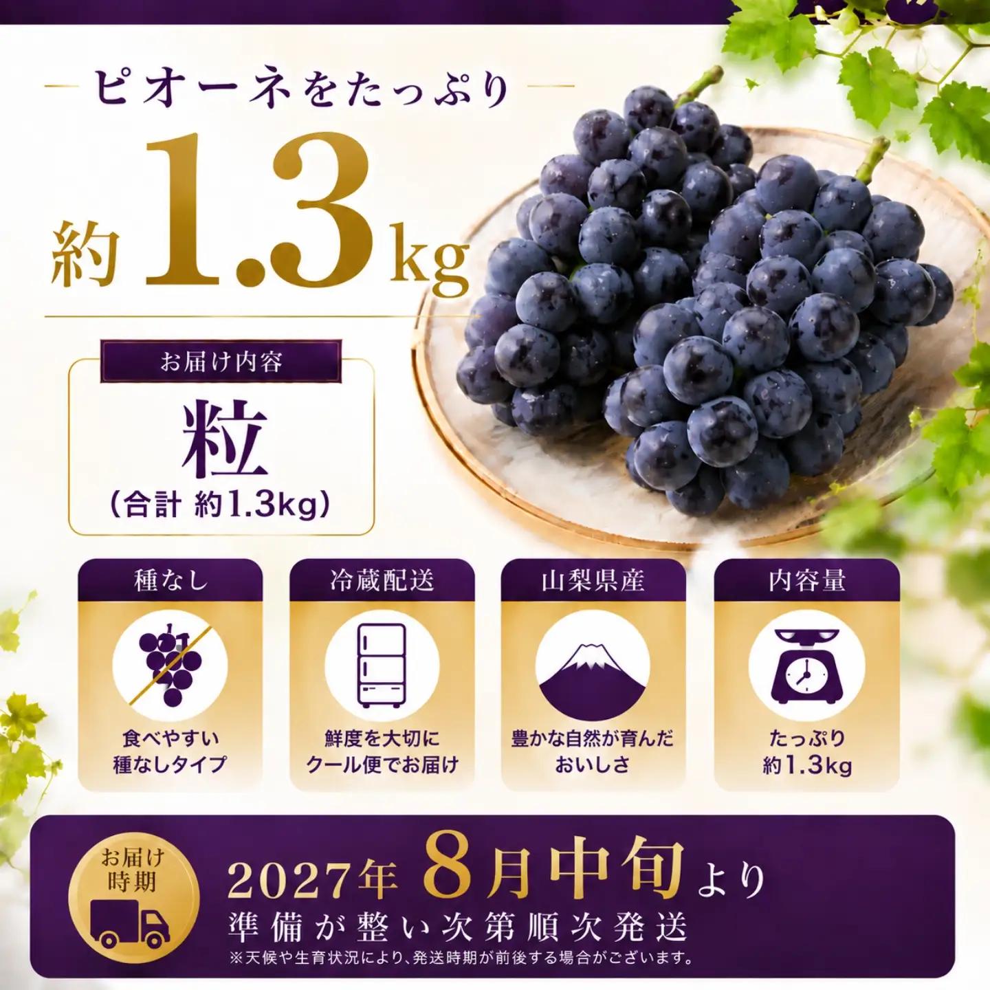 【2027年先行予約】ピオーネ 約1.3kg （粒）