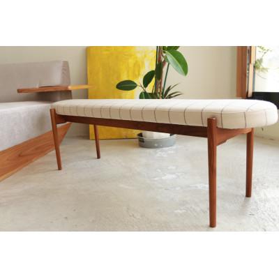 ふるさと納税 大川市 bolo stool Round L ベンチ 【アイボリー×チェック/ウォールナット/幅140cm】