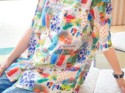 【ふるさと納税】アート シャツ 【選べるサイズ S/M/L】 シャツ 洋服 障がい者アート 総柄 ファッション 征峯会