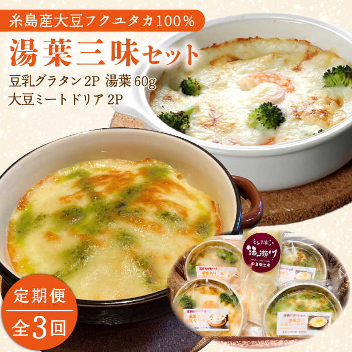 【ふるさと納税】【全3回定期便】【湯葉を贅沢使用！】湯葉三昧セット（豆乳グラタン×2＋大豆ミートドリア×2＋湯葉60g1枚） 糸島市 / 酒瀬川 [AZJ010]5万3千円53000円